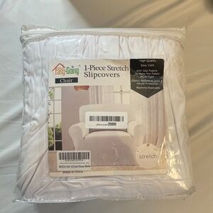 Chair Slipcover 1 Piece Stretch White Velvet Furniture Protector Elastic Bottom